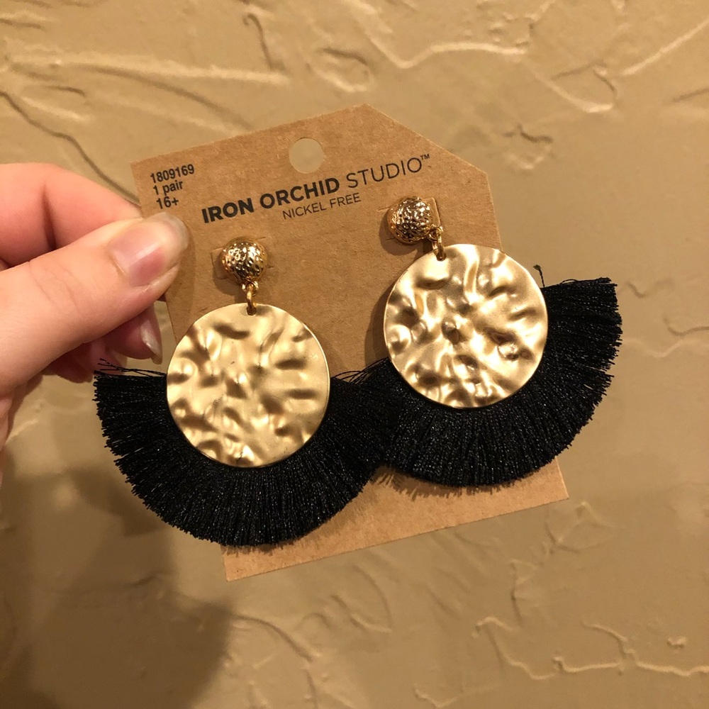 Gold and black earrings